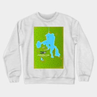 Yellowstone Lake, Wyoming Map Crewneck Sweatshirt